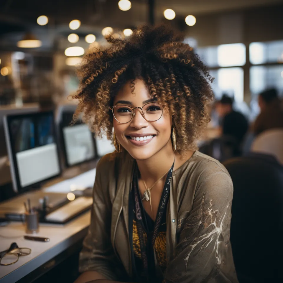 Leonie Hartmann im Büromeeting